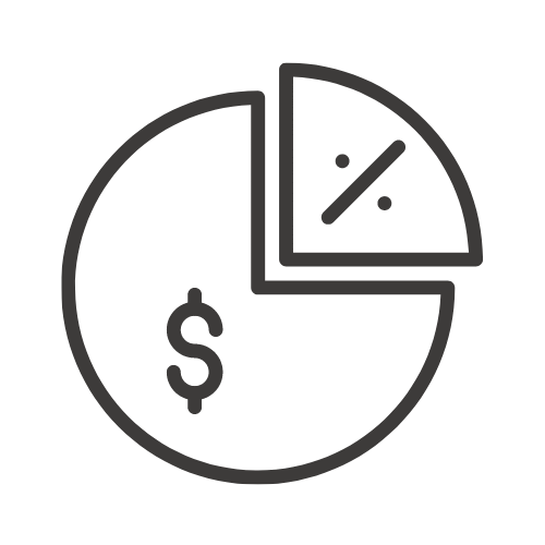 a circle with a piece taken out of it, representing dollar amounts and percentages out of a pie chart