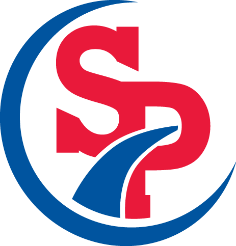 sp in red and blue colors logo for springfield platteview schools