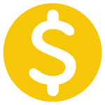 an icon for the dollar sign in a yellow circle