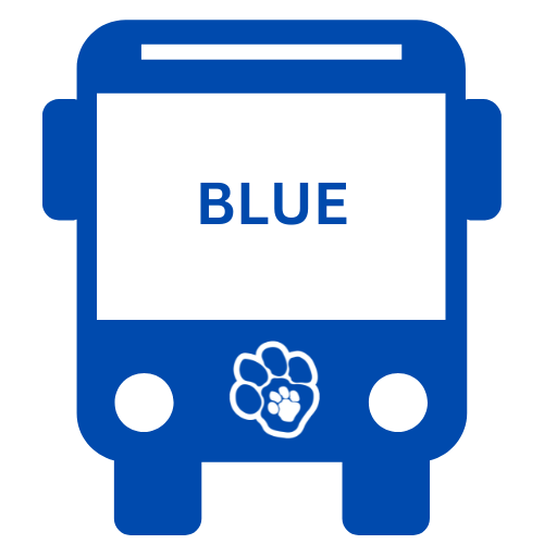 A blue school bus icon