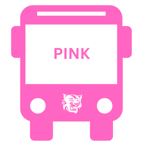 A pink school bus icon