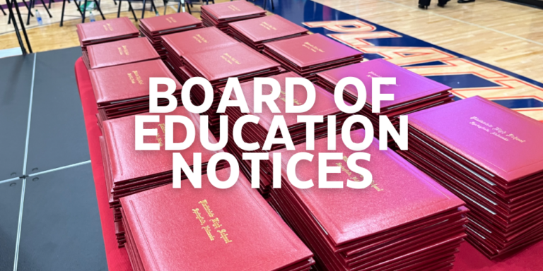 "Board of Education" text over a background image of stacks of high school diplomas