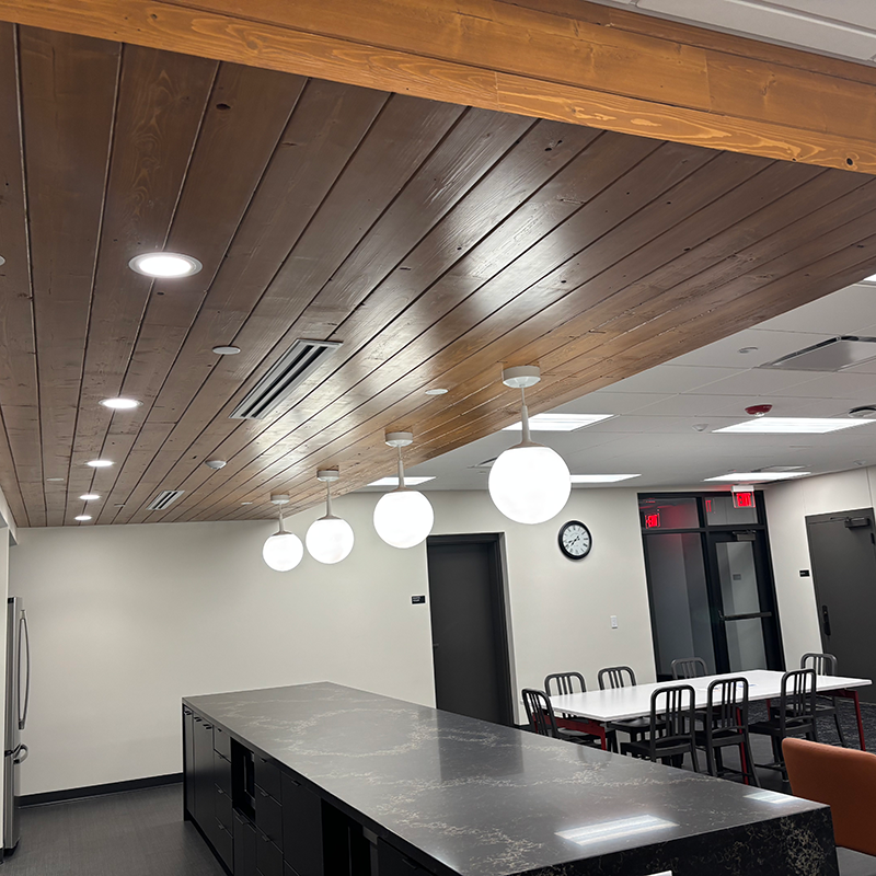 kitchen with wood ceiling addition