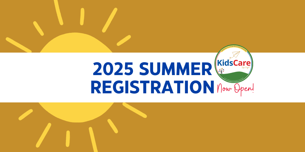 2025 Summer Registration now open for KidsCare sun and logo on image