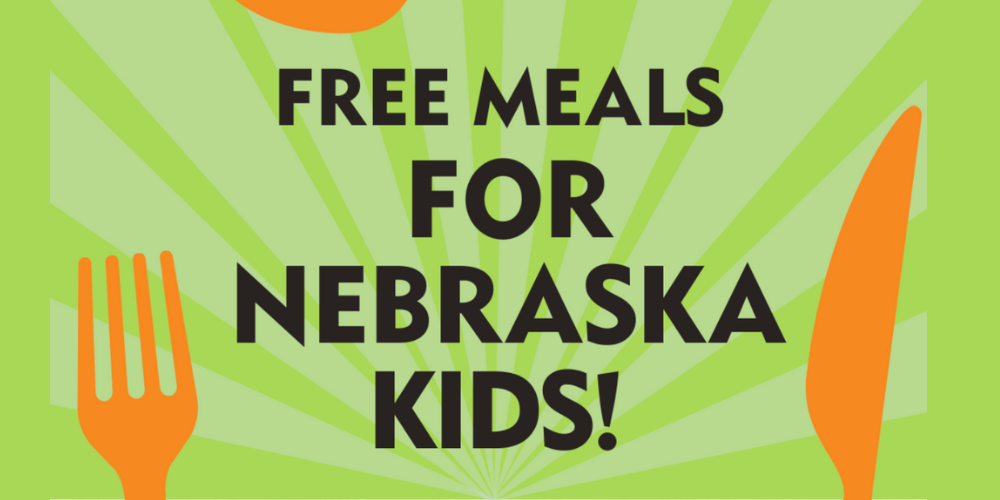image in green with text "free meals for Nebraska kids!"